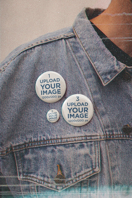 Retro-Styled Button Mockup Featuring a Man at a Studio