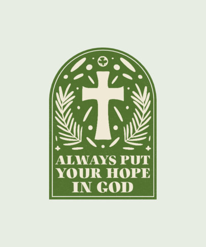 T-Shirt Design Template Featuring a Cross Graphic with a Christian Quote