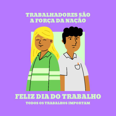 Instagram Post Maker Featuring an Illustration with a Happy Labor Day Quote