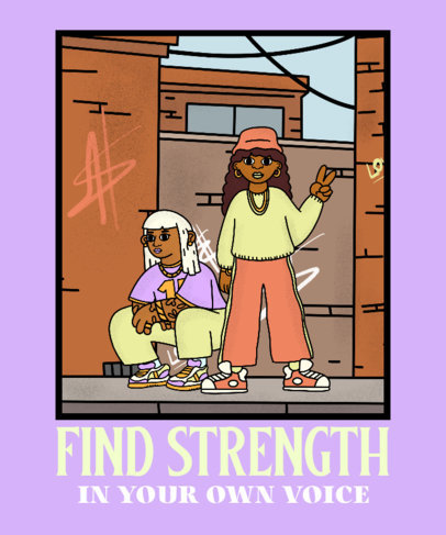 T-Shirt Design Maker Featuring a Cartoon Inspired by Hip-Hop Culture