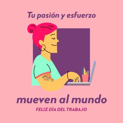 Instagram Post Creator for Labor Day Featuring a Smiling Teacher Illustration