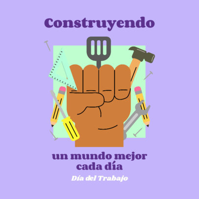 Instagram Post Template Featuring Illustrated Tools for Labor Day