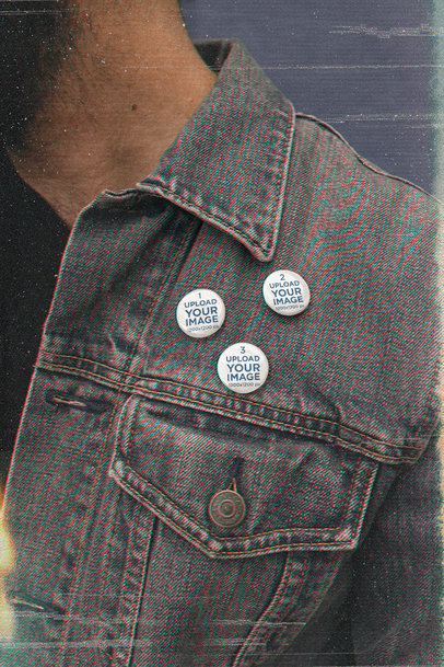 Print Mockup of Three Little Buttons on a Denim Garment