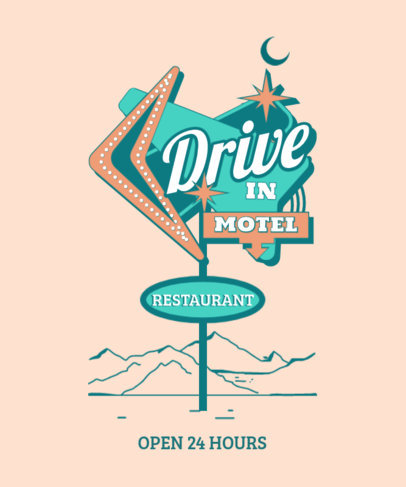 Retro T-Shirt Design Maker Featuring a Drive-In Motel Sign