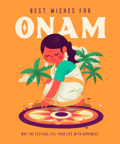Illustrated T-Shirt Design Maker With a Quote to Commemorate Onam