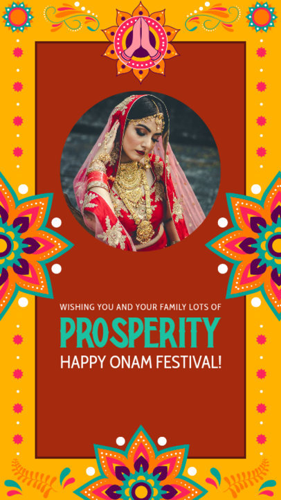 Instagram Story Maker Featuring a Happy Onam Message and Colorful Graphics 3933b