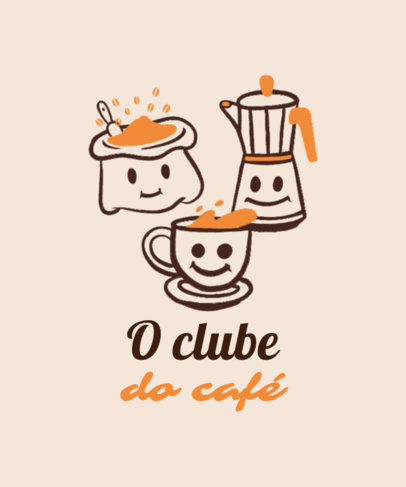 T-Shirt Design Template for Coffee Enthusiasts Featuring Cute Graphics