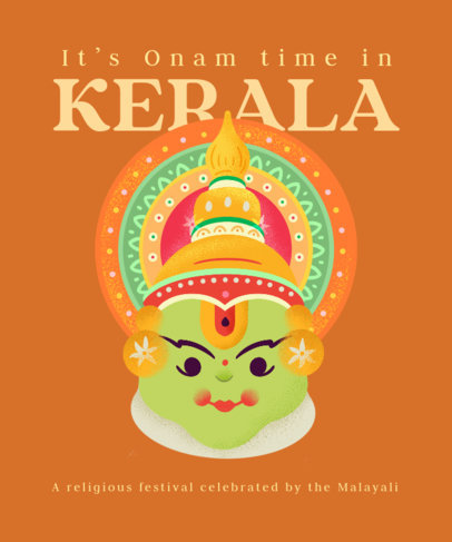 Onam-Themed T-Shirt Design Maker Featuring an Indian-Inspired Illustration