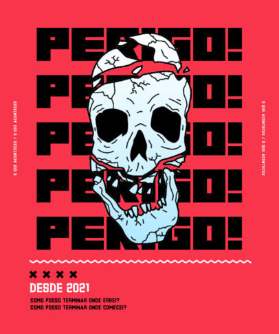 T-Shirt Design Maker Featuring a Skull and a Streetwear Style
