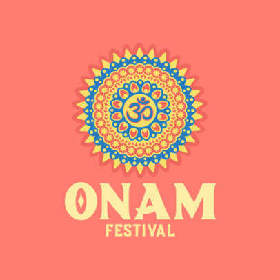 Instagram Post Template with a Colorful Mandala for Onam 3932a