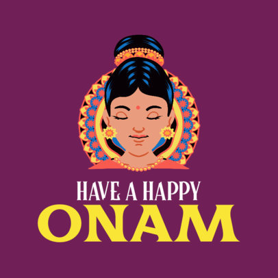 Instagram Post Generator Featuring an Illustrated Woman for a Happy Onam 3932b