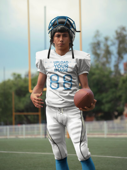 Custom Football Jerseys - Boy with the Ball at the Field