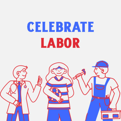 Instagram Post Design Generator Featuring Labor Day-Themed Illustrations