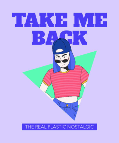 T-Shirt Design Template Featuring Illustrated Nostalgia Products