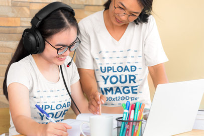T-Shirt Mockup of a Teacher and Her Student in a Classroom m8724 r-el2