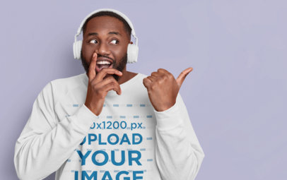 Sweatshirt Mockup of a Bearded Man Wearing a Headset