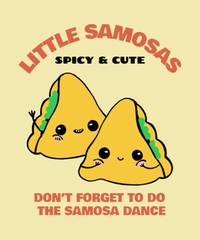 T-Shirt Design Maker Featuring Kawaii Illustrations of Indian Food