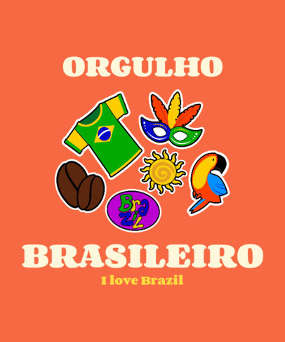 Brazilian T-Shirt Design Template with a Patriotic Theme