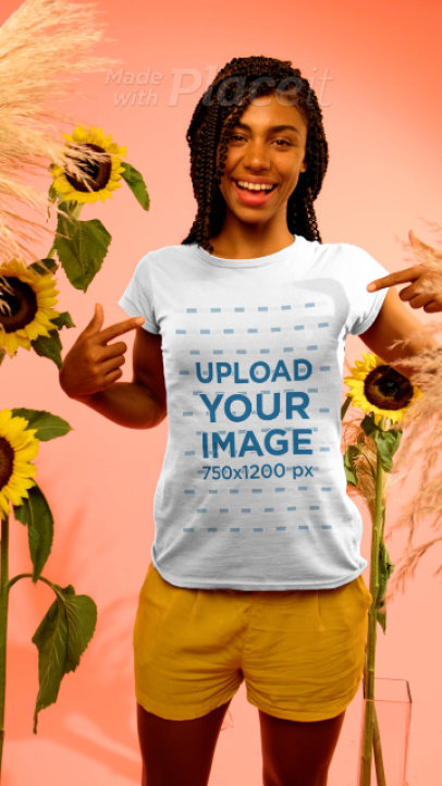 T-Shirt Video Featuring a Woman Surrounded by Sunflowers 