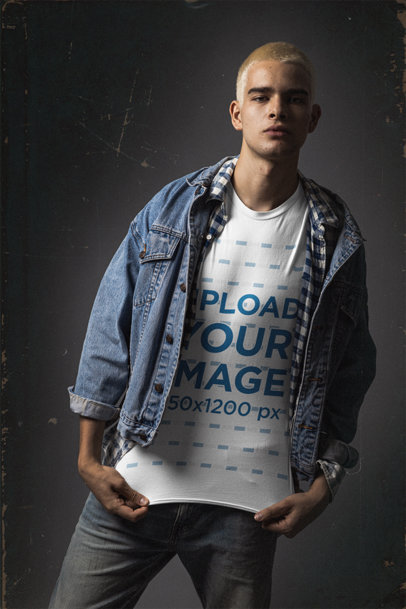 Mockup of a Young Man Wearing a Bella Canvas Unisex Tee