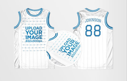 Basketball Jersey Maker - Jersey Front and Back Against Solid Background a16739