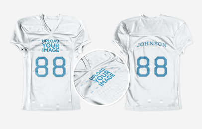 Custom Football Jerseys - Jersey Front and Back Against Solid Backdrop