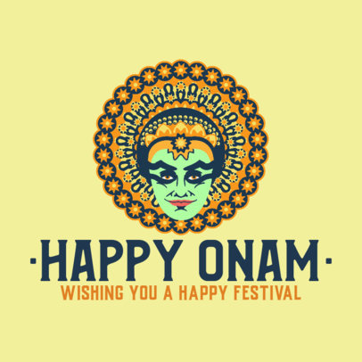 Instagram Post Creator for a Happy Onam with an Illustrated Kathakali Face 3932c
