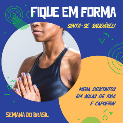 Fitness-Themed Instagram Post Design Template With Semana do Brasil Offers