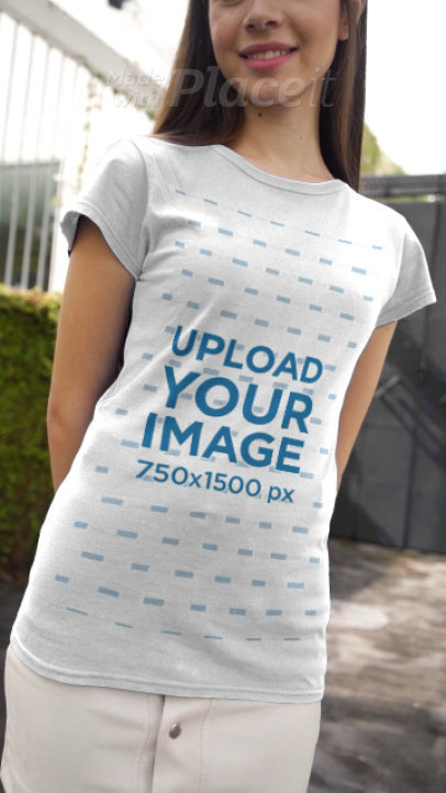 T-Shirt Video Featuring a Young Woman Walking