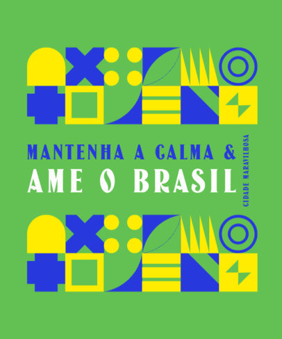 Patriotic T-Shirt Design Generator Featuring a Color Scheme Inspired by the Brazilian Flag 