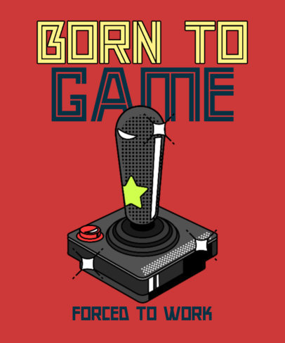 T-Shirt Design Template Featuring an 8-bit-Style Gaming Joystick