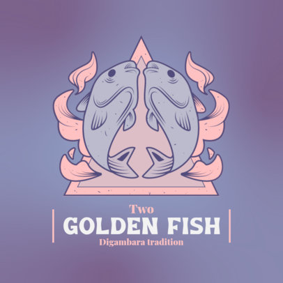 Buddhist-Themed Logo Maker Featuring a Graphic with Fishes