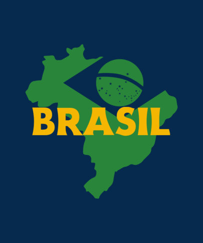 T-Shirt Design Template Featuring a Brazilian's Flag Graphic 