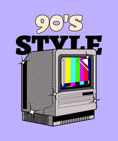 90's-Themed T-Shirt Design Template with a Retro Television 