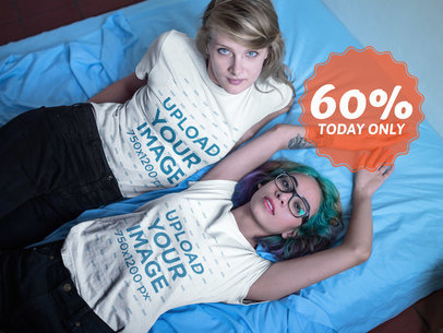 Facebook Ad - Women Lying Down Wearing Round Neck Tees