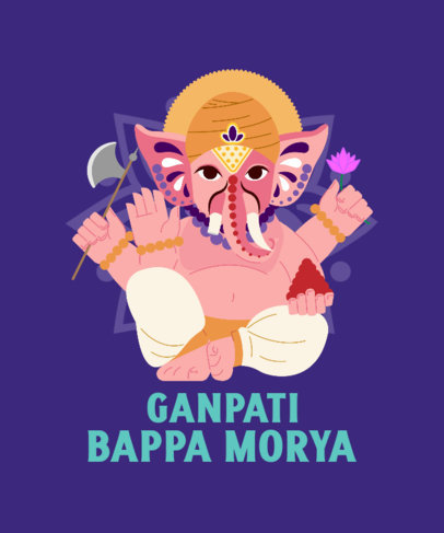 T-Shirt Design Template Featuring a Ganesh Chaturthi Theme and a Quote 3947d