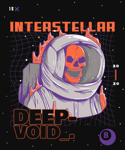 Illustrated T-Shirt Design Creator with a Spooky Astronaut Skeleton in Flames