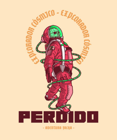 T-Shirt Design Template With a Zombie Astronaut Illustration