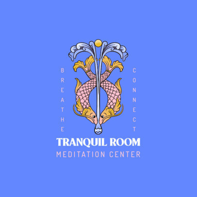 Buddhist Meditation Center Logo Maker Featuring a Pair of Golden Fish 