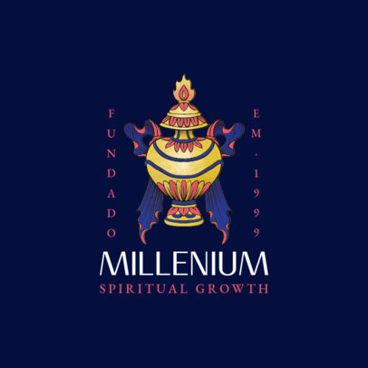 Logo Maker for a Buddhist Temple Featuring a Treasure Vase