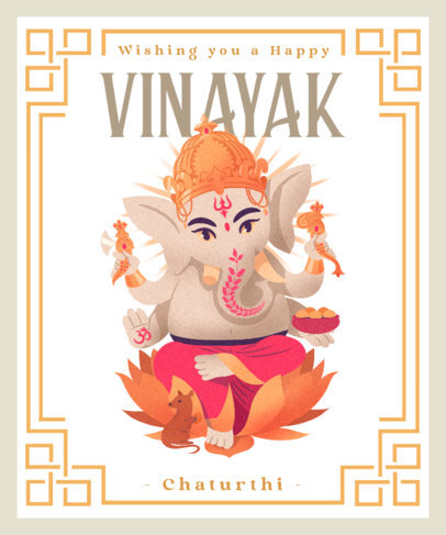 T-Shirt Design Template Featuring an Illustration of Ganesha 3948c