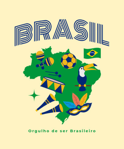 T-Shirt Design Maker With a Patriotic Message and an Illustrated Map of Brazil