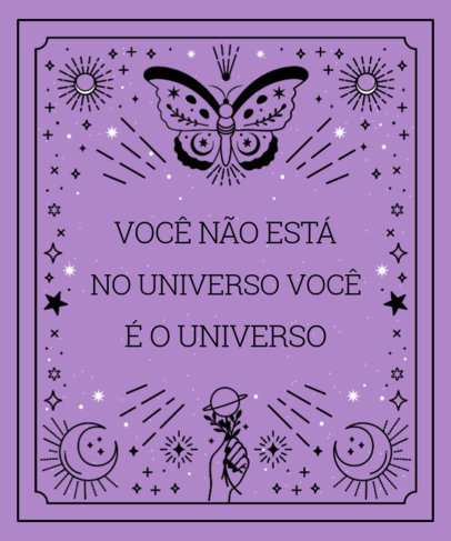 T-Shirt Design Template with Metaphysics Quotes and Mystical Frames 3966