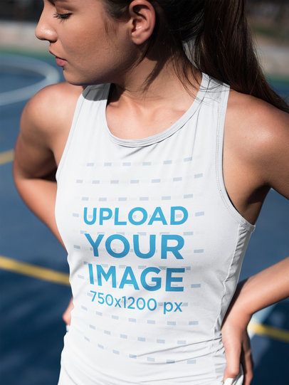 Front Shot of a Woman Wearing Custom Sportswear Mockup After Training