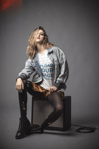 Bella Canvas Tee Mockup Featuring a Woman in 90's Grunge Garments