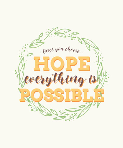 T-Shirt Design Template Featuring an Illustrated Wreath and Quotes 4304-el1