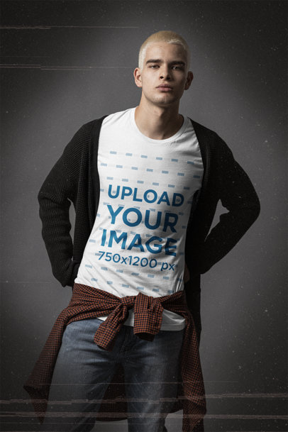 Bella Canvas T-Shirt Mockup Featuring a Serious Man at a Studio