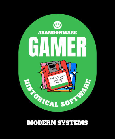 Illustrated T-Shirt Design Template Featuring Retro Gaming Devices