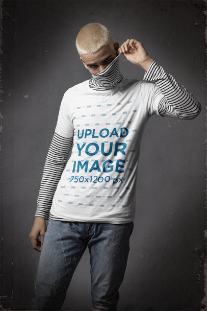 Bella Canvas T-Shirt Mockup of a Man Wearing a Grunge-Inspired Look