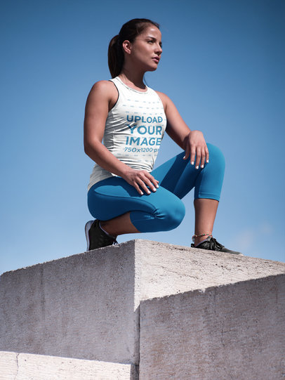 Mockup of a Woman on Epic Pose Wearing Custom Workout Clothes